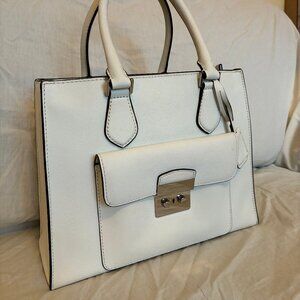 Michael Kors Bridgette Medium Tote in White Leather w/ Shoulder Strap